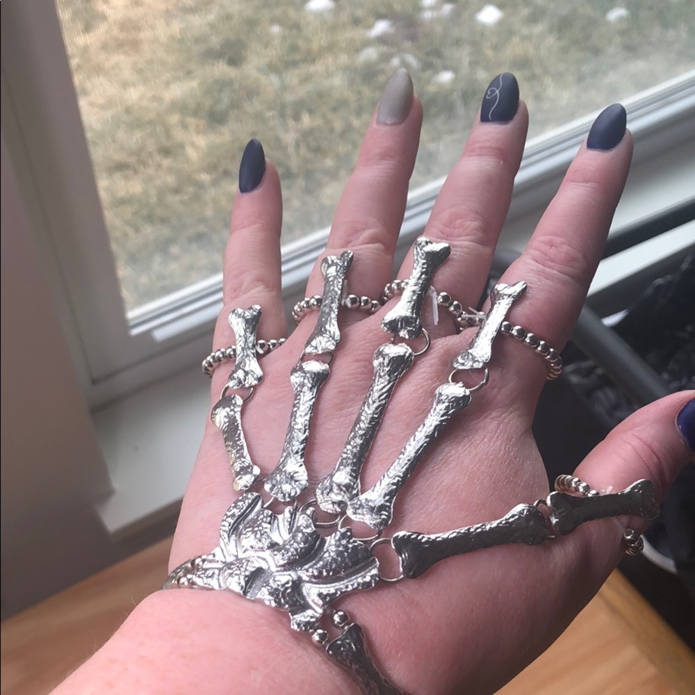 Silver Skeleton Hand Bracelet